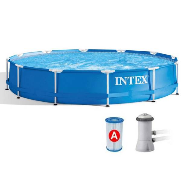 Басейн с метална рамка Intex 28212 366х76см,комплект с филтър помпа