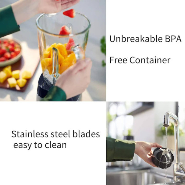 Блендер DECAKILA, 5 скорости, 500W, 1.5L, Черен/Инокс