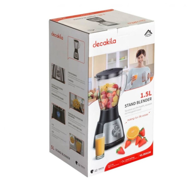Блендер DECAKILA, 5 скорости, 500W, 1.5L, Черен/Инокс