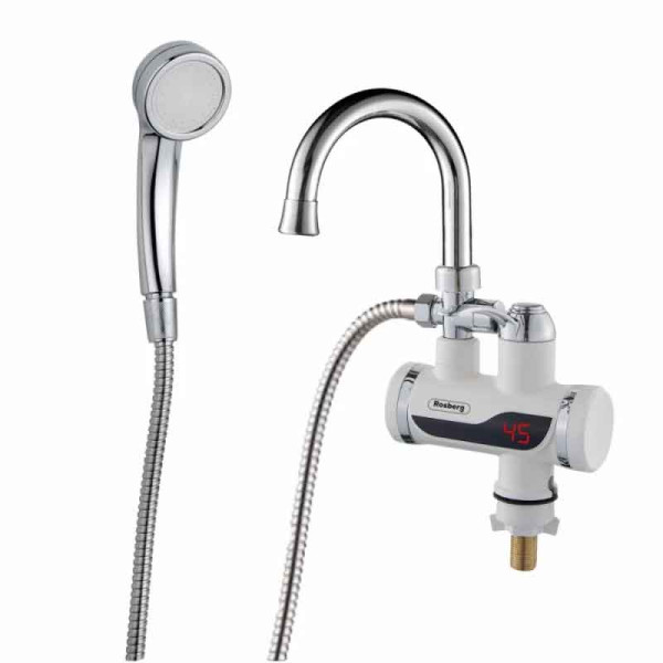 Нагревател за вода с душ Rosberg R57100CWS Бял