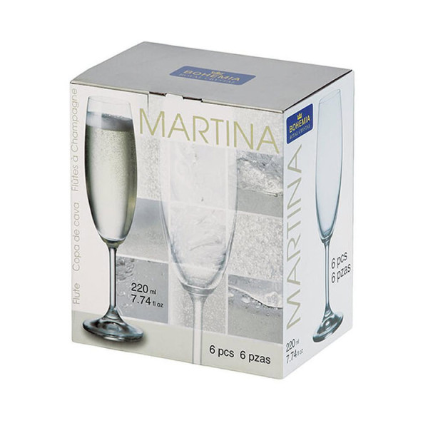 Чаша за шампанско Bohemia Royal Martina 220ml, 6 броя