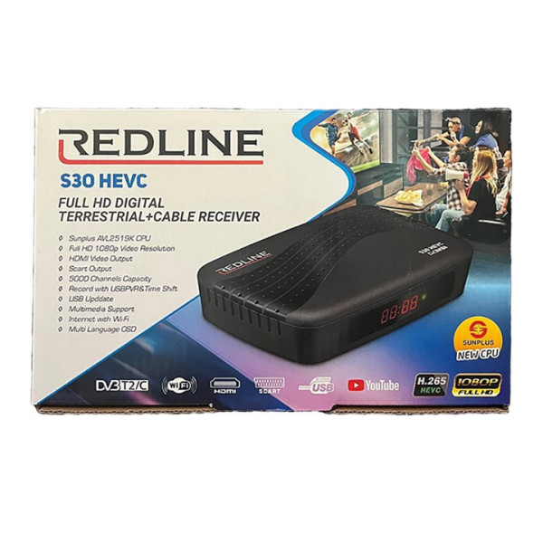 Декодер REDLINE S30 HEVC DVB-T2/C с HDMI и Dolby Audio