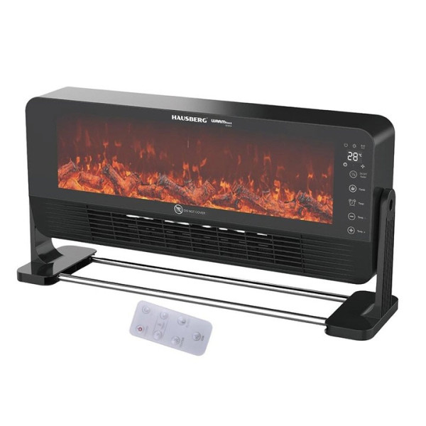 Електрическа камина с вентилатор Hausberg  HB-8216NG, 2000W, Черен