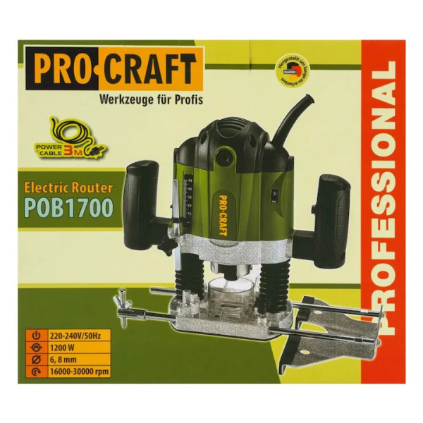 Фреза Procraft POB1700, 1200W, ф6-8мм, 12фрези