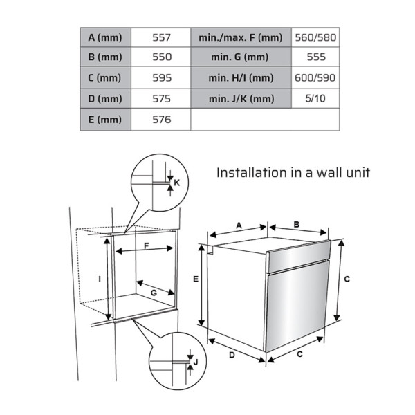Фурна за вграждане VOX EBB 6505