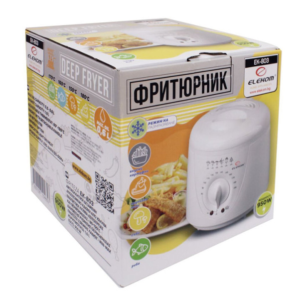 Фритюрник Elekom EK 803, 1л.,  950 W, Бял