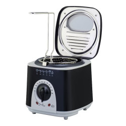 Фритюрник и уред за приготвяне на фондю Rosberg R51980BF, 6 бр вилици, Черен