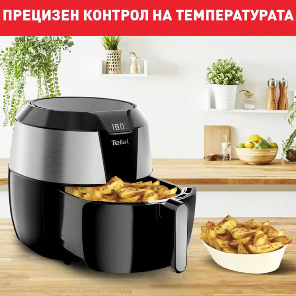 Уред за готвене с горещ въздух TEFAL EY701D15, 5.6л, Черен / Инокс