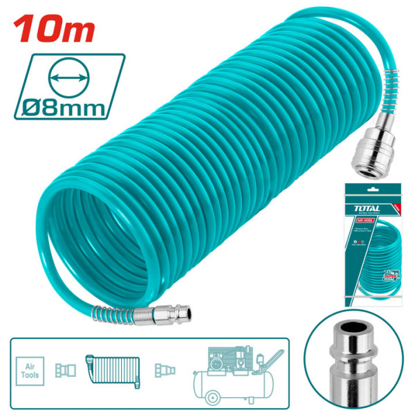 Маркуч за компресор Total, PU, 1/4", 5 х 8 мм, 10 м