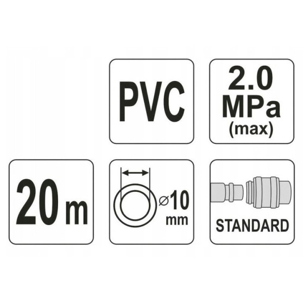 Маркуч за компресор YATO PVC, PVC, 1/4", 10мм x 20м