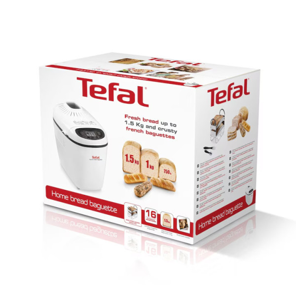 Хлебопекарна Tefal Home Bread Baguette PF610138, 1500 гр, 16 програми, Бяла