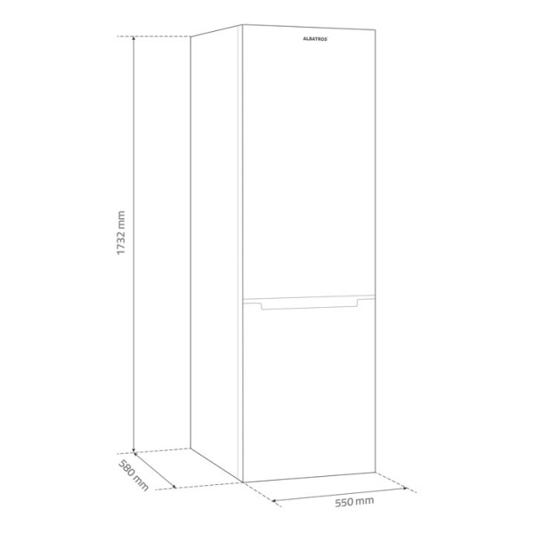 Хладилник с фризер ALBATROS CF333E, 248 л, клас Е, бял