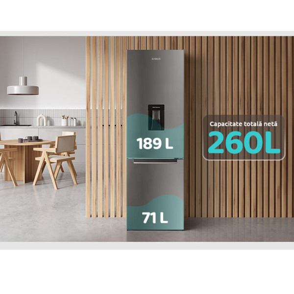 Хладилник с фризерSamus SCX344ED, диспенсър за вода