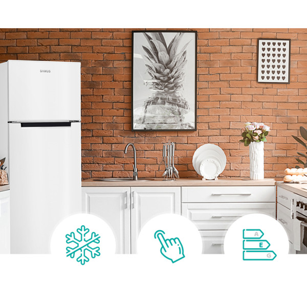 Хладилник с горен фризер SAMUS SW346E, 248л