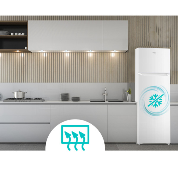 Хладилник с горен фризер SAMUS SW346E, 248л