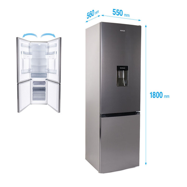 Комбинирани хладилник с фризер в цвят инокс