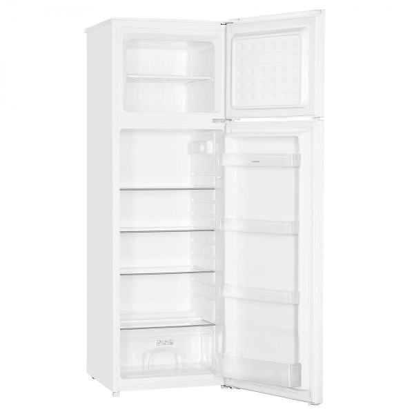 Хладилник с горен фризер в бяло