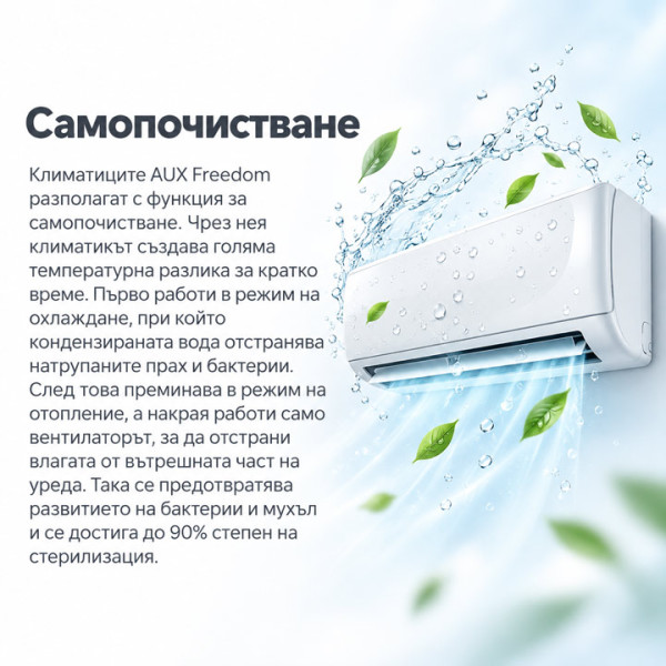 Инверторен климатик AUX Freedom ECO ASW-H12C5E4/FAR3DI-B8, 12 000 BTU