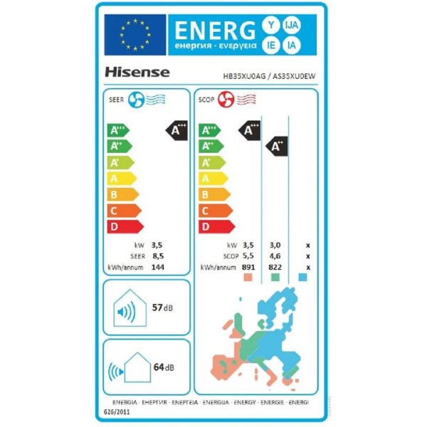 Климатик Hisense Uni HB HB35XU0AG-AS35XU0EW 12000BTU