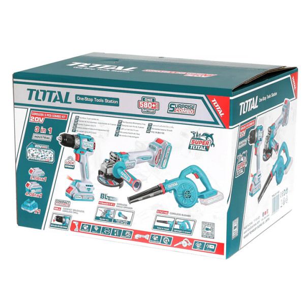 Комплект акумулаторни инструменти TOTAL TOSLI241192E, 20 V, 2/4 Ah