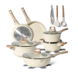 Комплект тенджери и тигани Just Perfecto JL-788, 15части, Бежов,индукция