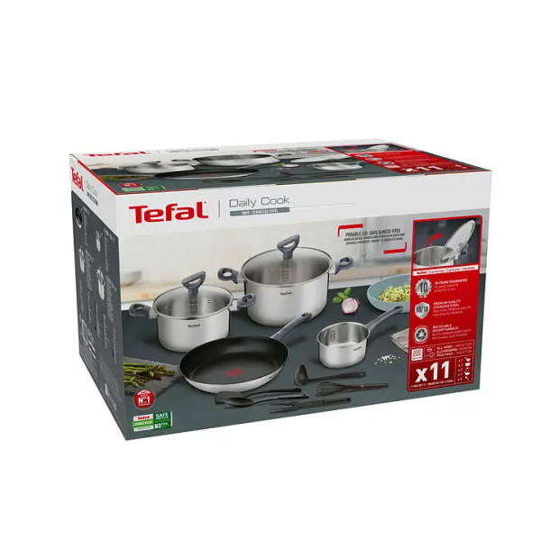Комплект тигани и тенджери Tefal G713SB45, Daily Cook, 11части