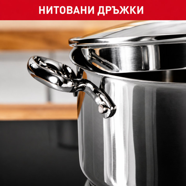 Комплект тигани и тенджери Tefal Duetto Plus G719S655 6части, Inox 
