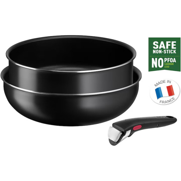 Комплект от 3 части Tefal Easy Cook & Clean L1539153, Черен