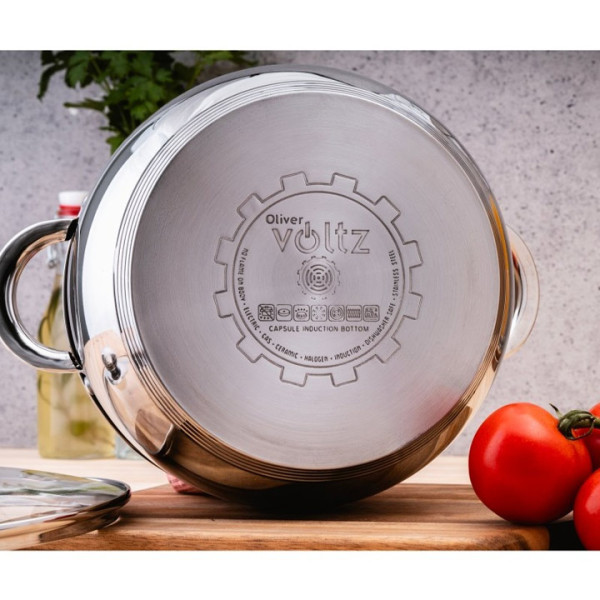 Комплект тенджери Oliver Voltz OV51210G8B, 18/20/22/24см., неръждаема стомана