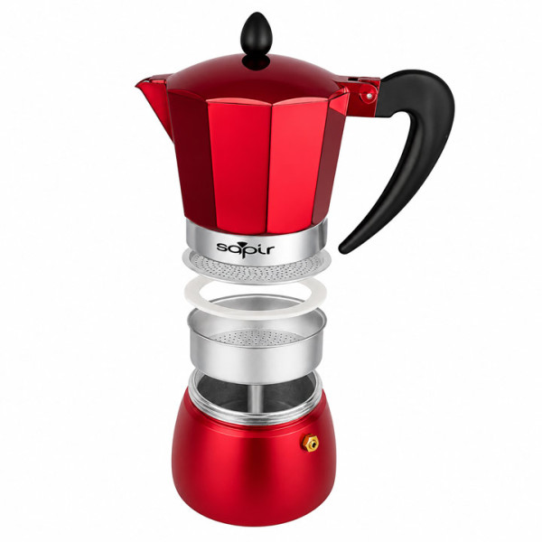 Кубинска кафеварка SAPIR SP 1173 I9R, 540ml, червен