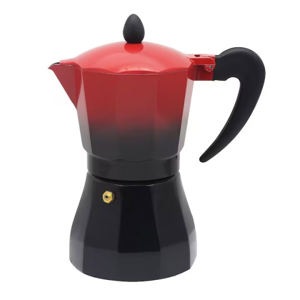 Кубинска кафеварка Zephyr zp 1173 M6, 6 чаши,360ml, червен/черен
