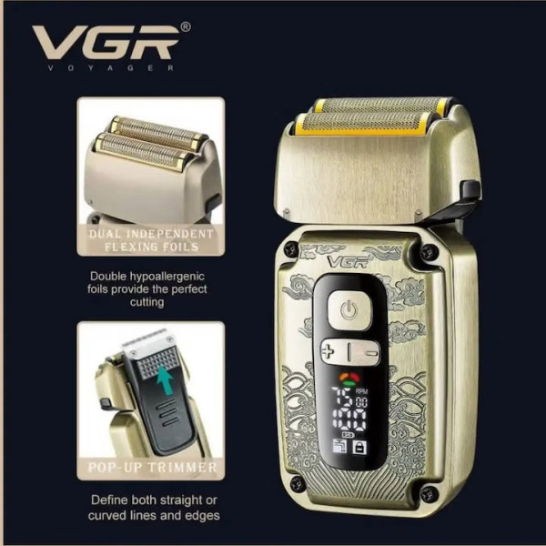 Машинка за подстригване VGR V-642, 3 в 1, Златиста