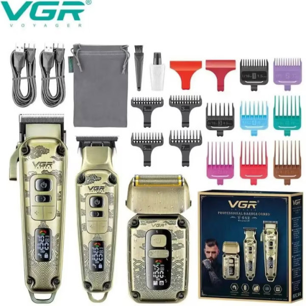 Машинка за подстригване VGR V-642, 3 в 1, Златиста