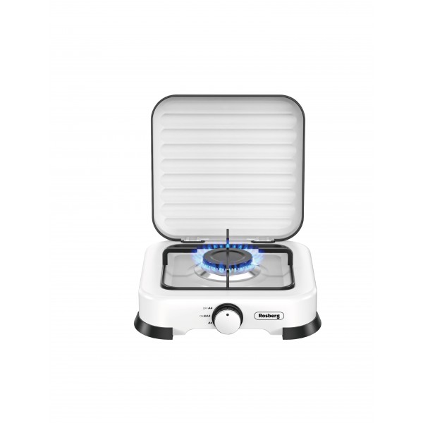 Газов котлон eдиничен с капак Rosberg R51454D1, бял 