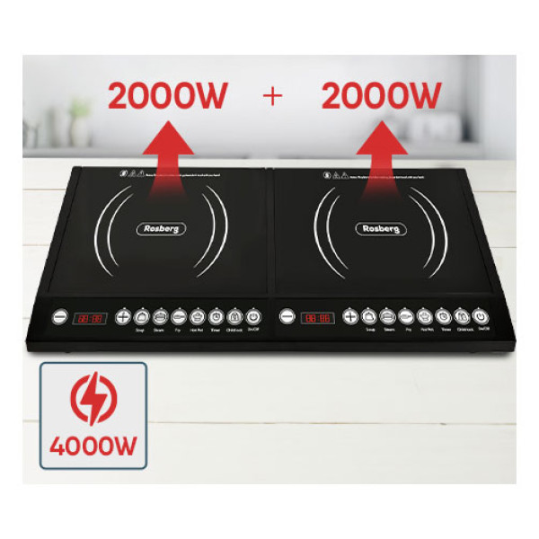 Двоен индукционен котлон Rosberg R51445JD,черен