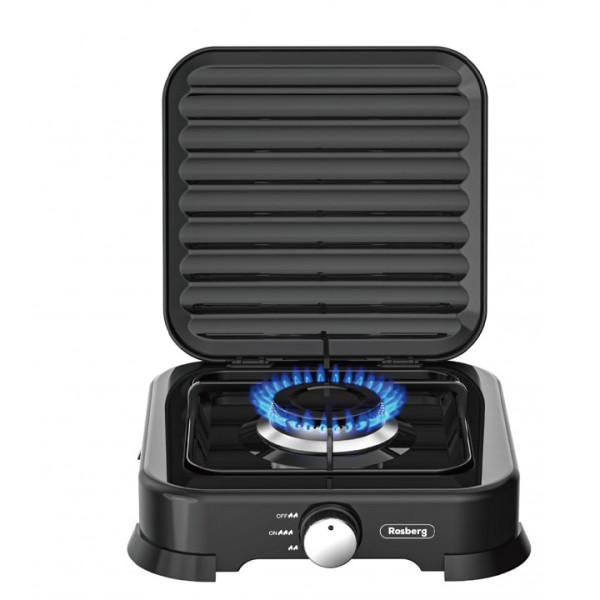 Котлон газов единичен с капак Rosberg R51454D1,Черен