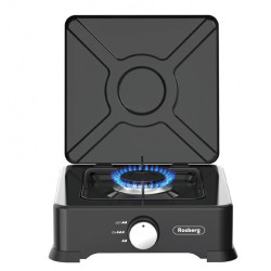 Единичен газов котлон с капак Rosberg R51454E1, Черен