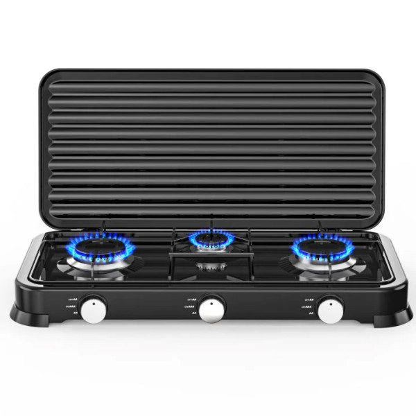 Котлон газов троен с капак Rosberg R51454D3 Черен