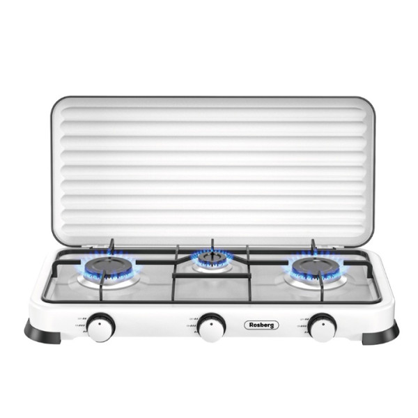 Котлон газов троен с капак Rosberg R51454D3 Бял