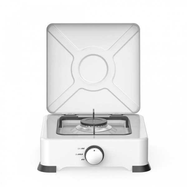 Единичен газов котлон с капак Rosberg R51454E1, Бял