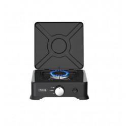 Котлон газов единичен с капак Rosberg R51454E1L, Черен