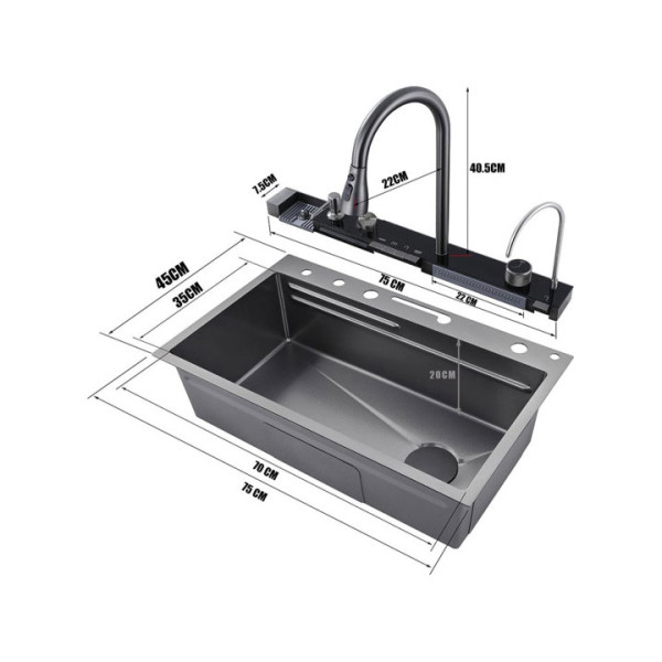 Мултифункционална мивка от неръждаема стомана, Led дисплей