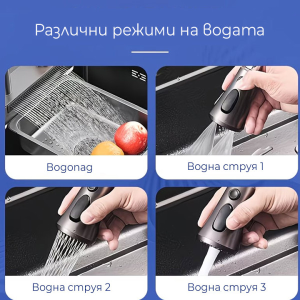 Мултифункционална мивка от неръждаема стомана, Led дисплей