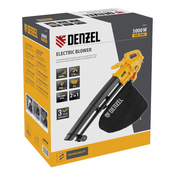 Листосъбирач Denzel BDE-3000, две функции, Електрически,230V,3000W, 270км/ч