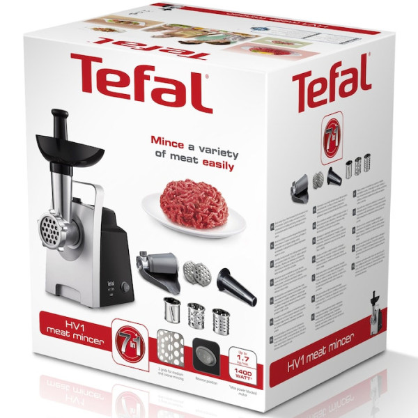 Месомелачка Tefal HV1 NE109838, 1400 W Max, 1.7 кг/мин, Приставка за домати, 7 в 1