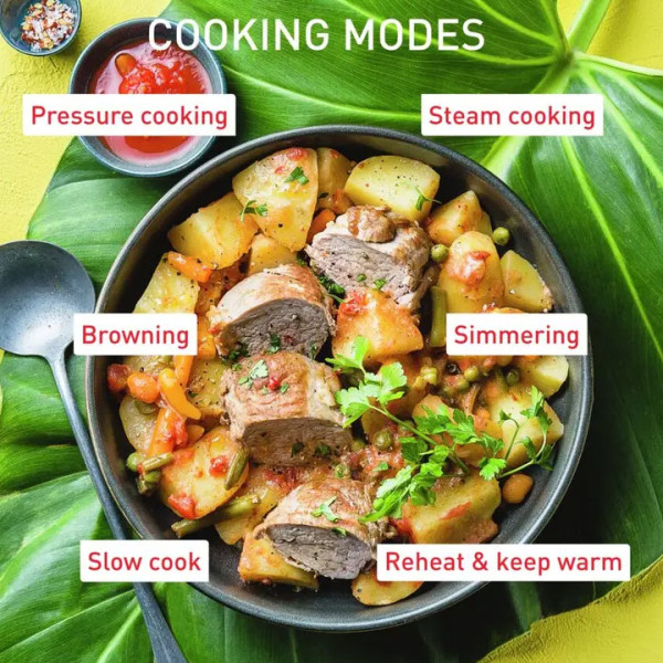 Мултикукър Tefal Cook4Me CY851130, 6 режима за готвене  с готвене под налягане, 150 рецепти, Капацитет 6 л, Бял