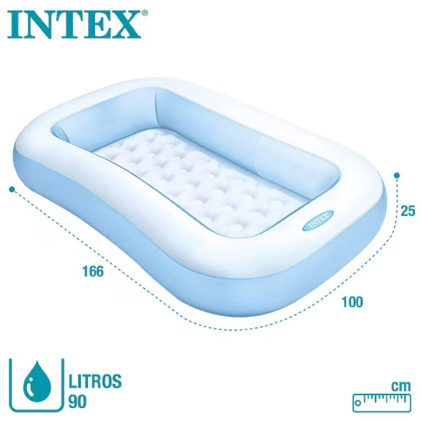 Детски надуваем правоъгълен басейн INTEX 166х100х25см