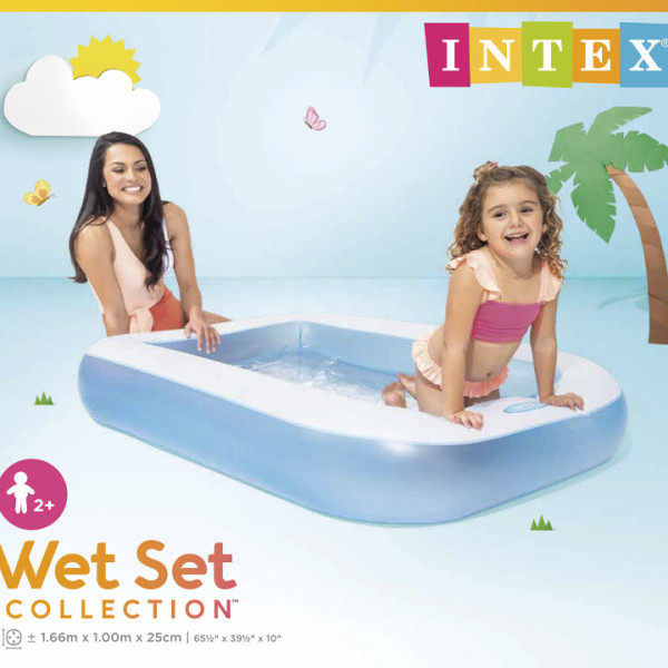 Детски надуваем правоъгълен басейн INTEX 166х100х25см