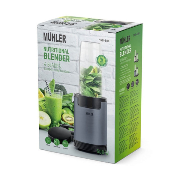 Нутри блендер Muhler MNB-688, 600W, 6 ножа, 2 чаши 