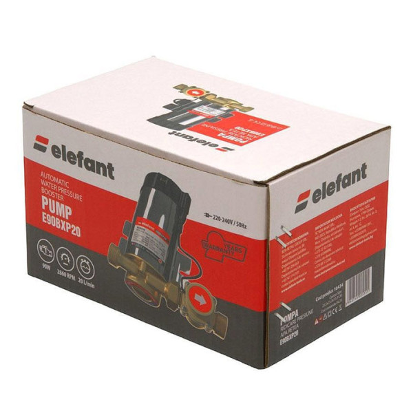 Помпа за повишаване на налягането на водата в мрежата ELEFANT E90BXP20 90W 